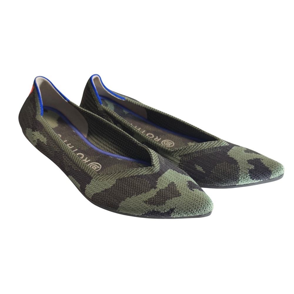 Rothys Womens Size W8 The Point Camo Green‎ Shoes Camouflage Pointed Toe Flats - Picture 2 of 10